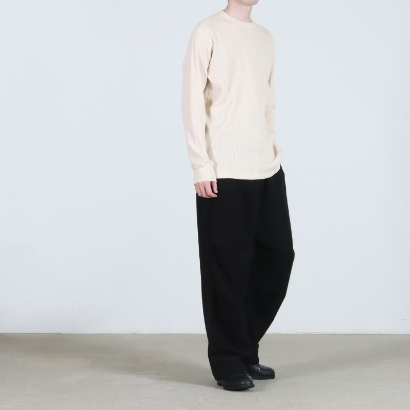 COMOLI (コモリ) コットンカシミヤ ワッフル長袖クルー