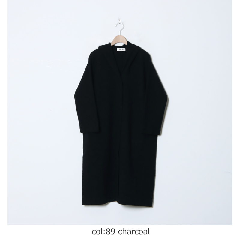 evameva (エヴァムエヴァ) press wool hooded coat / プレスウール