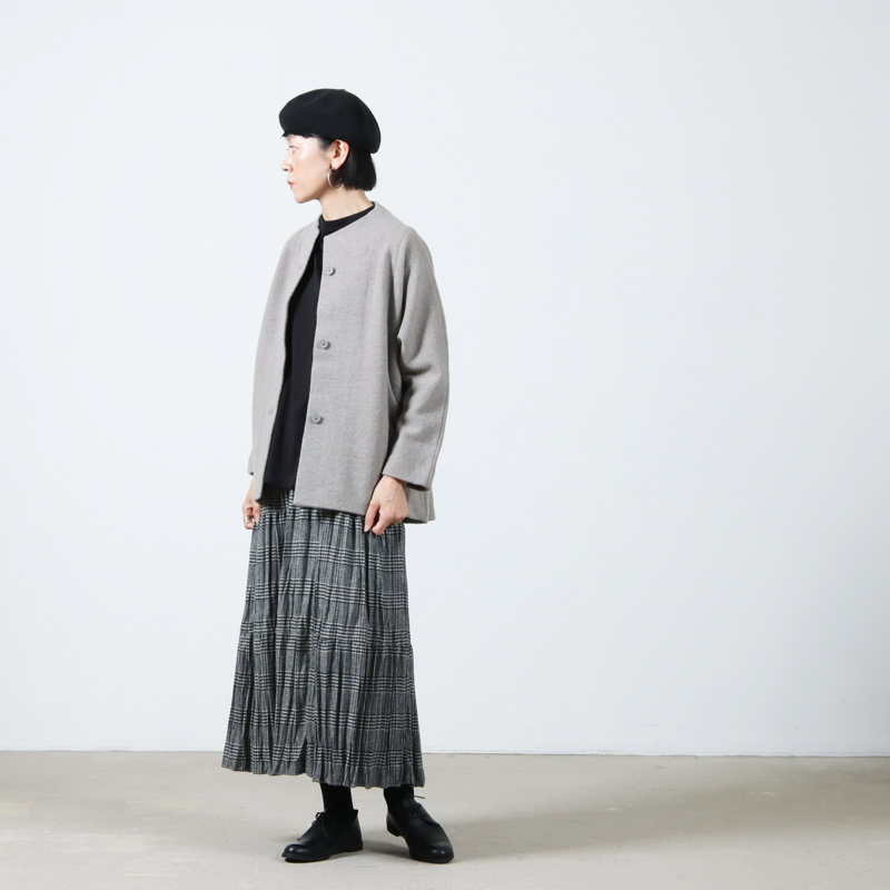 evameva (エヴァムエヴァ) press wool short coat / プレスウール