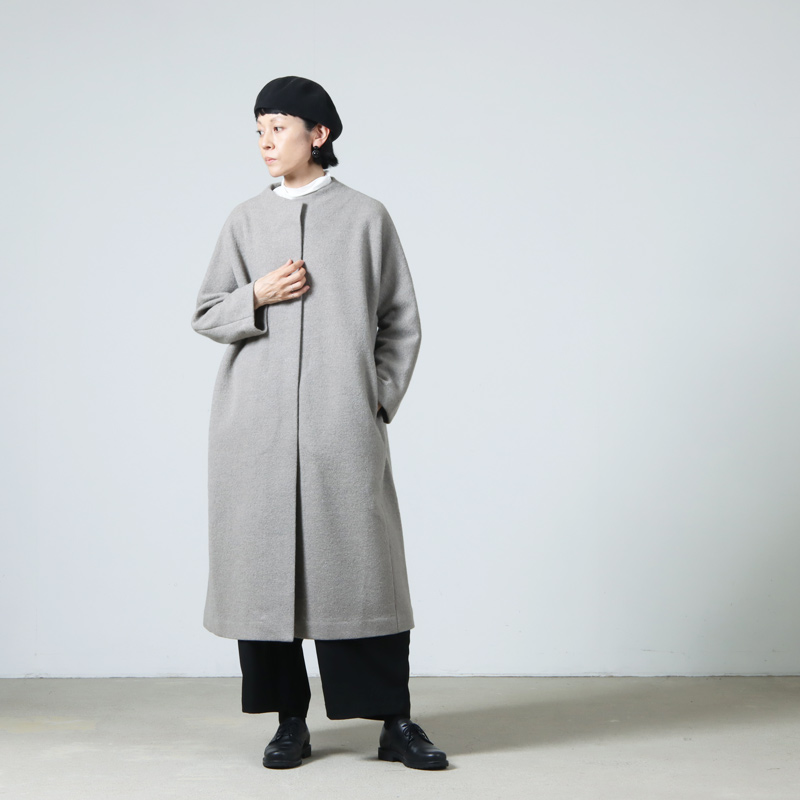 evameva (エヴァムエヴァ) press wool long coat / プレスウールロング