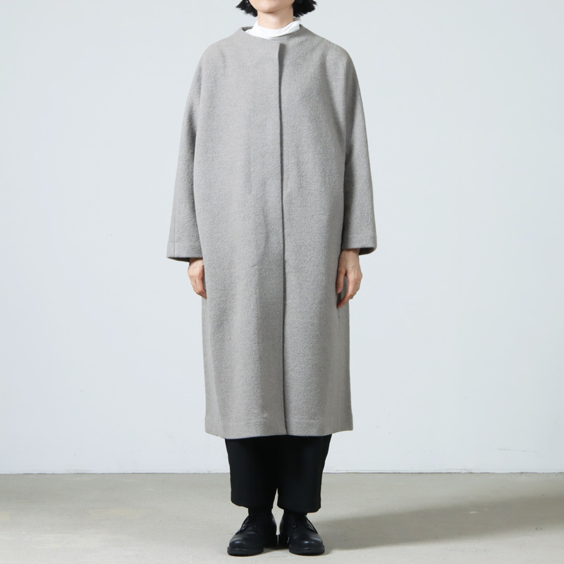 evameva (エヴァムエヴァ) press wool long coat / プレスウールロング