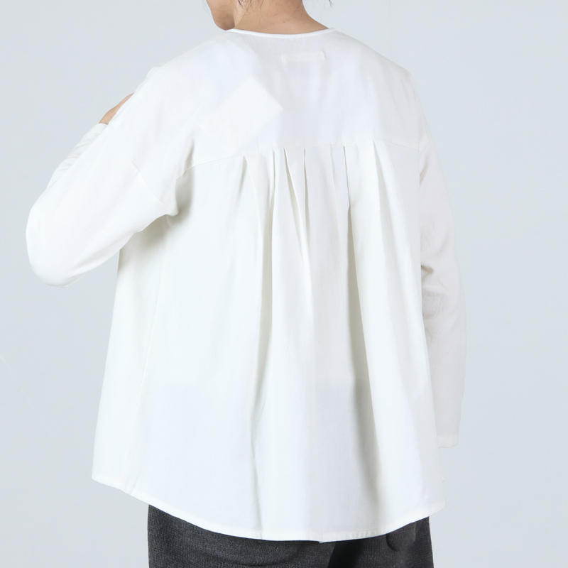 evameva (エヴァムエヴァ) cotton wool no collar shirt / コットン