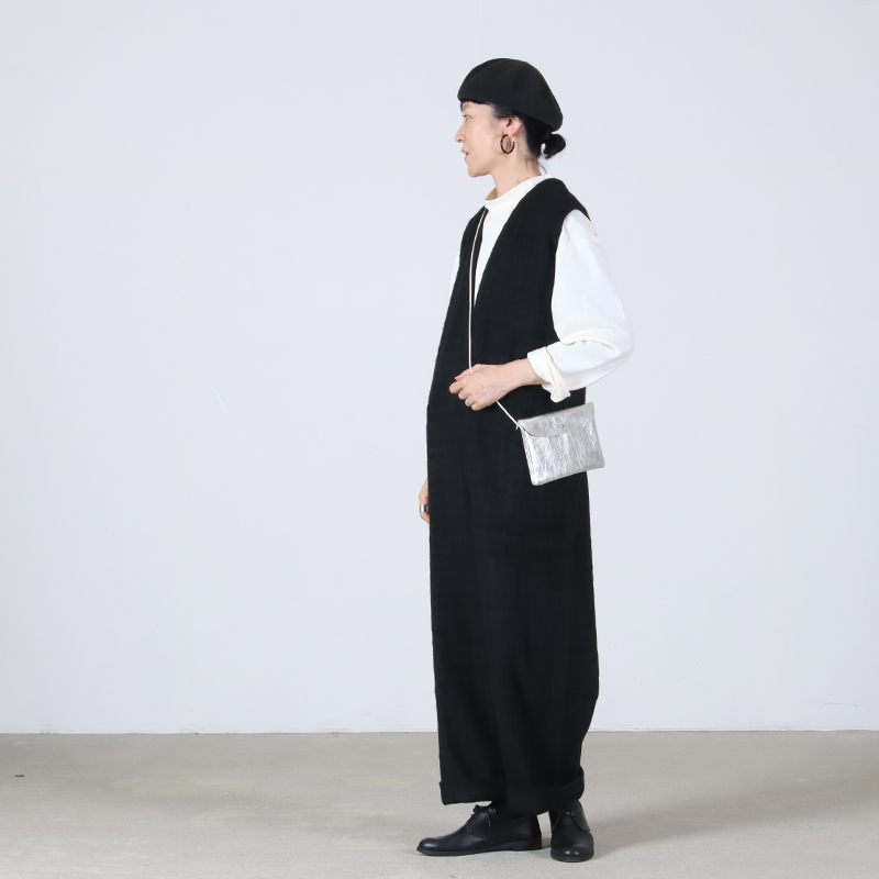 Honnete (オネット) V Neck Jumpsuit Shadow Check / Vネックジャンプ