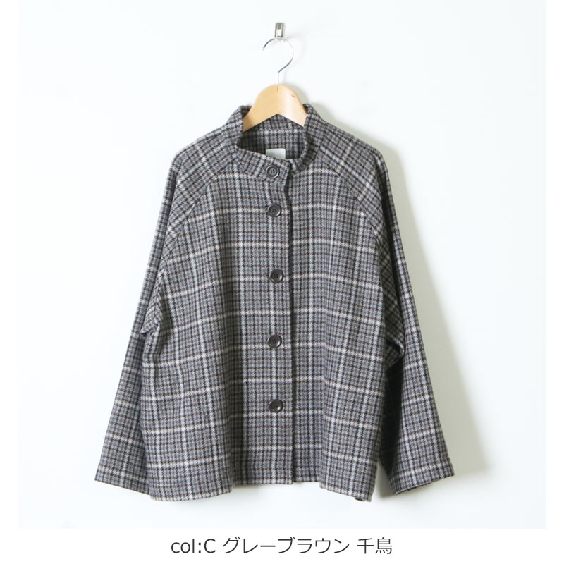 ina (イナ) スタンドカラー ラグランスリーブショートコート