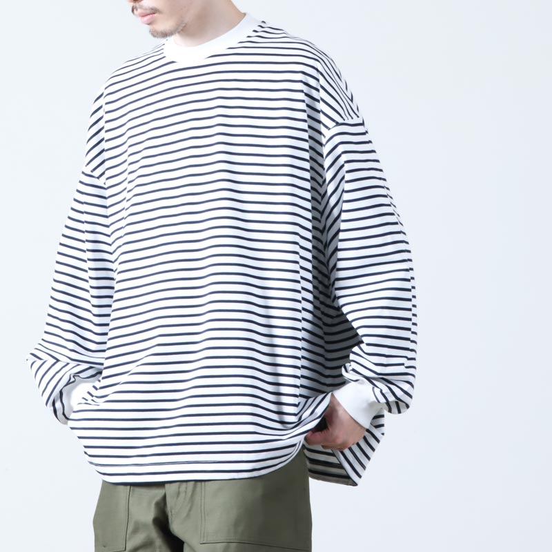 is-ness (イズネス) BALLOON STRIPES LONG SLEEVE T SHIRT / バルーン