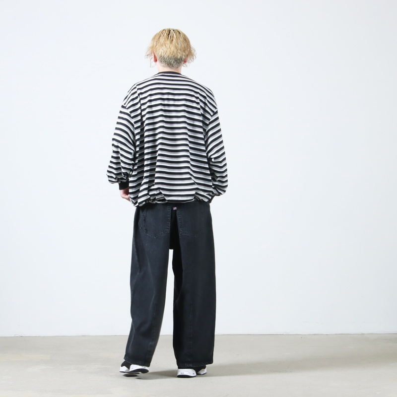 is-ness (イズネス) BALLOON STRIPES LONG SLEEVE T SHIRT / バルーン