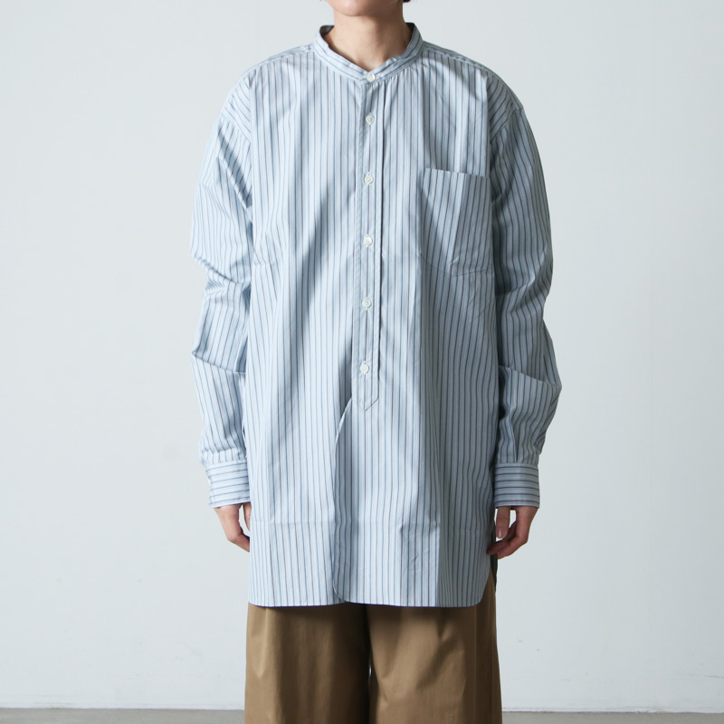 LENO (リノ) BAND COLLAR SHIRT STRIPE / バンドカラーシャツストライプ