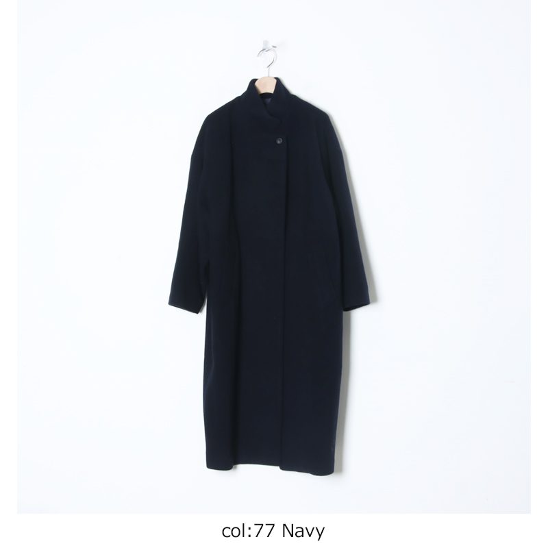 mizuiro ind (ミズイロインド) ウールブレンドスタンドカラーコート