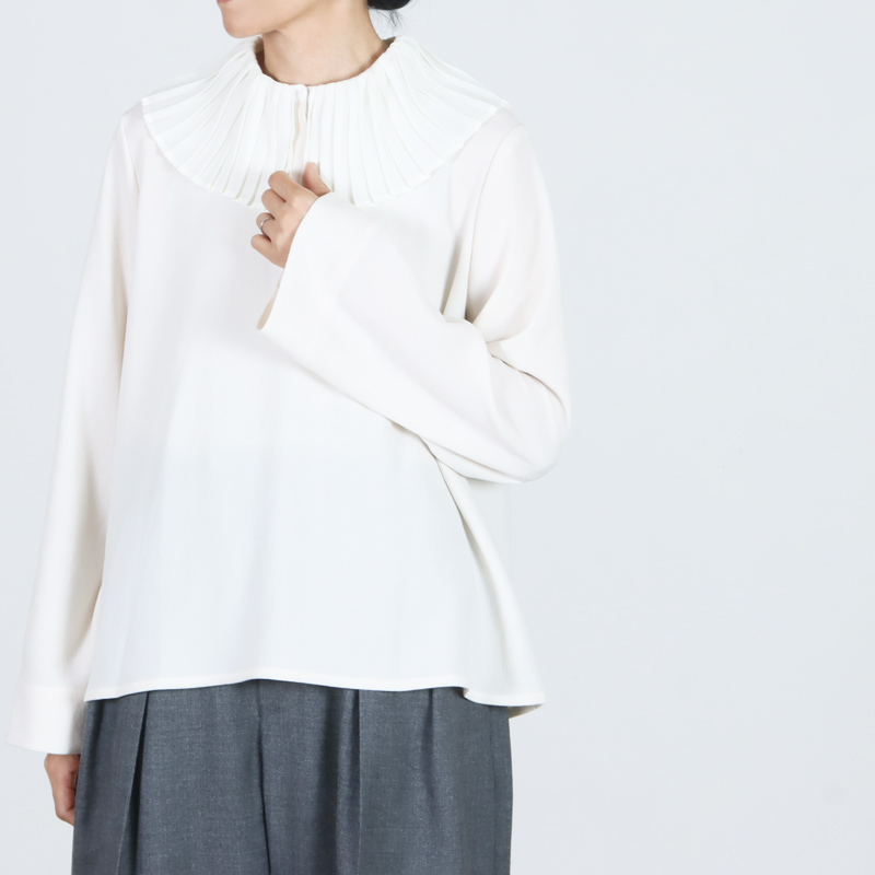 mizuiro ind (ミズイロインド) プリーツカラーシャツプルオーバー