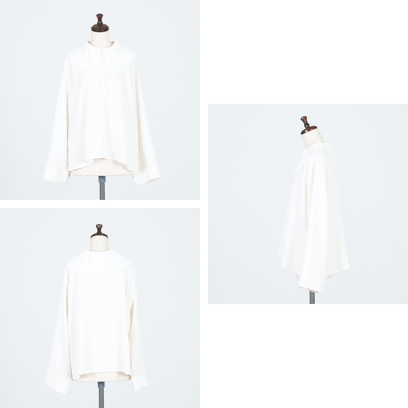 mizuiro ind (ミズイロインド) プリーツカラーシャツプルオーバー