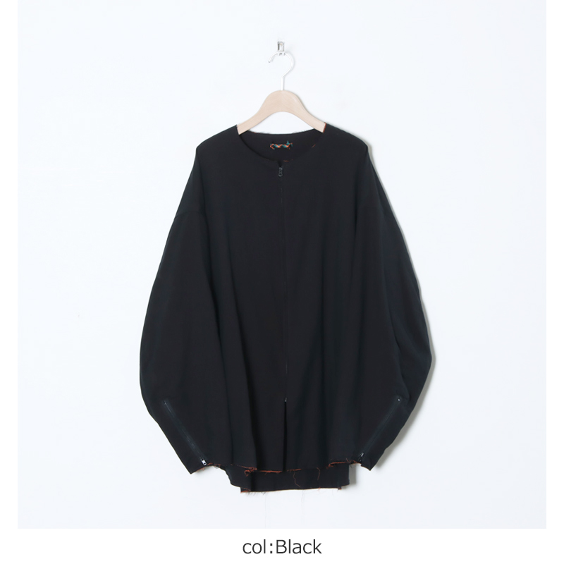 roundabout (ラウンダバウト) L/S Full-Zip No Collar Shirt / ロング