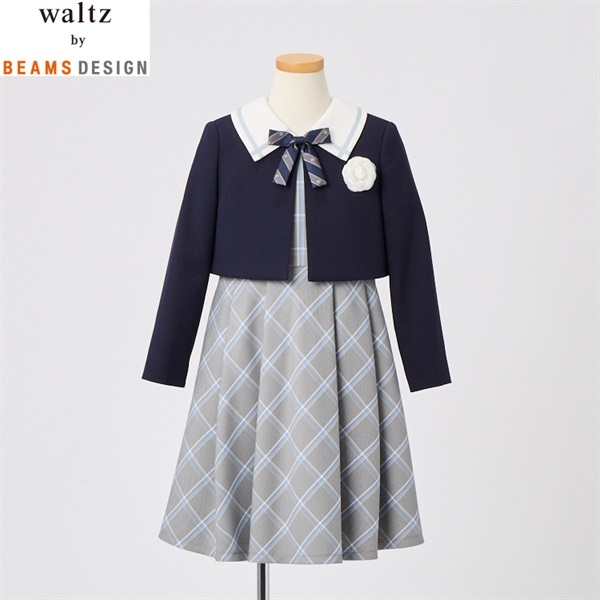 waltz by BEAMS DESIGN 白襟チェックアンサンブル キッズ 女の子