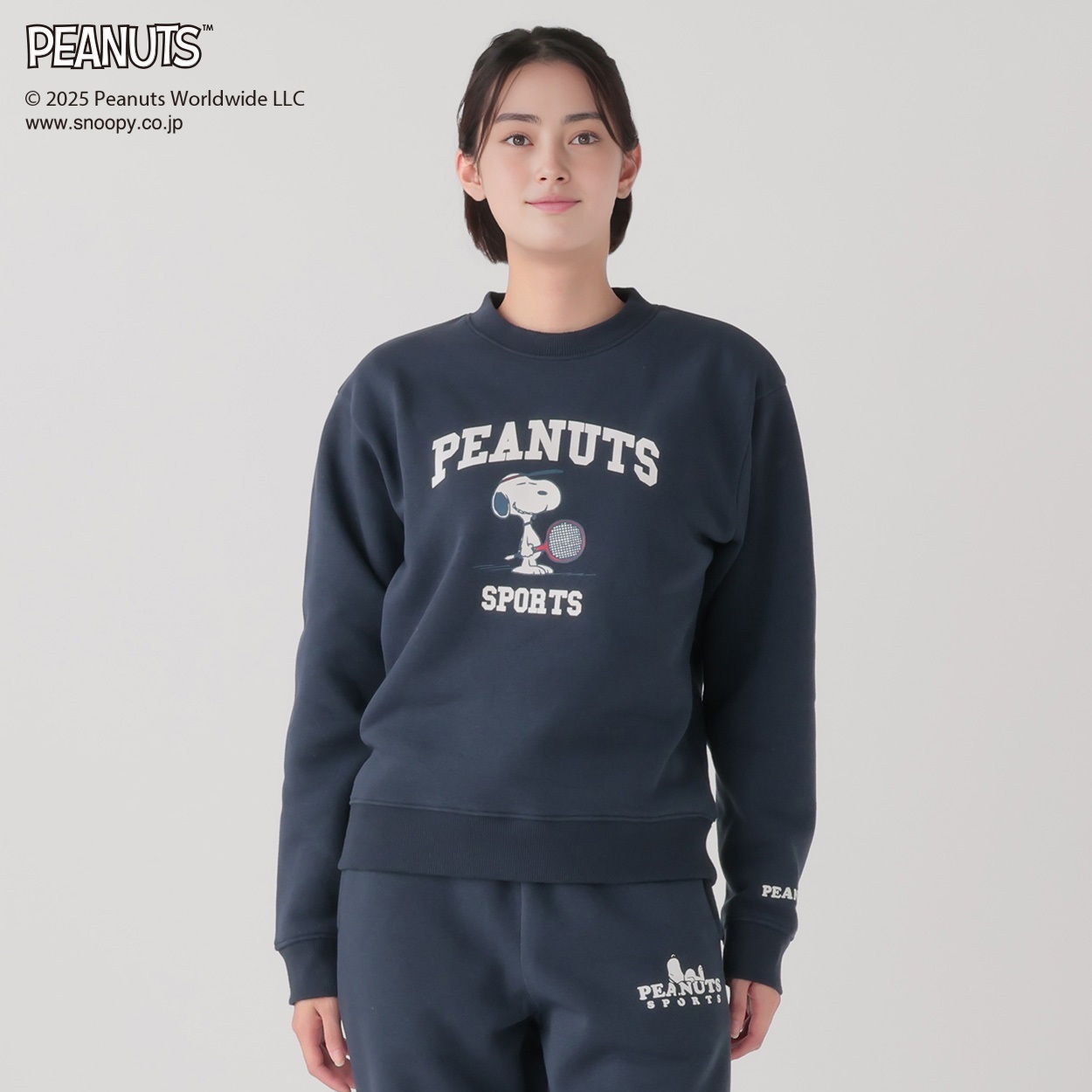 PEANUTS SPORTS 裏起毛クルーネックスウェット スヌーピー レディス