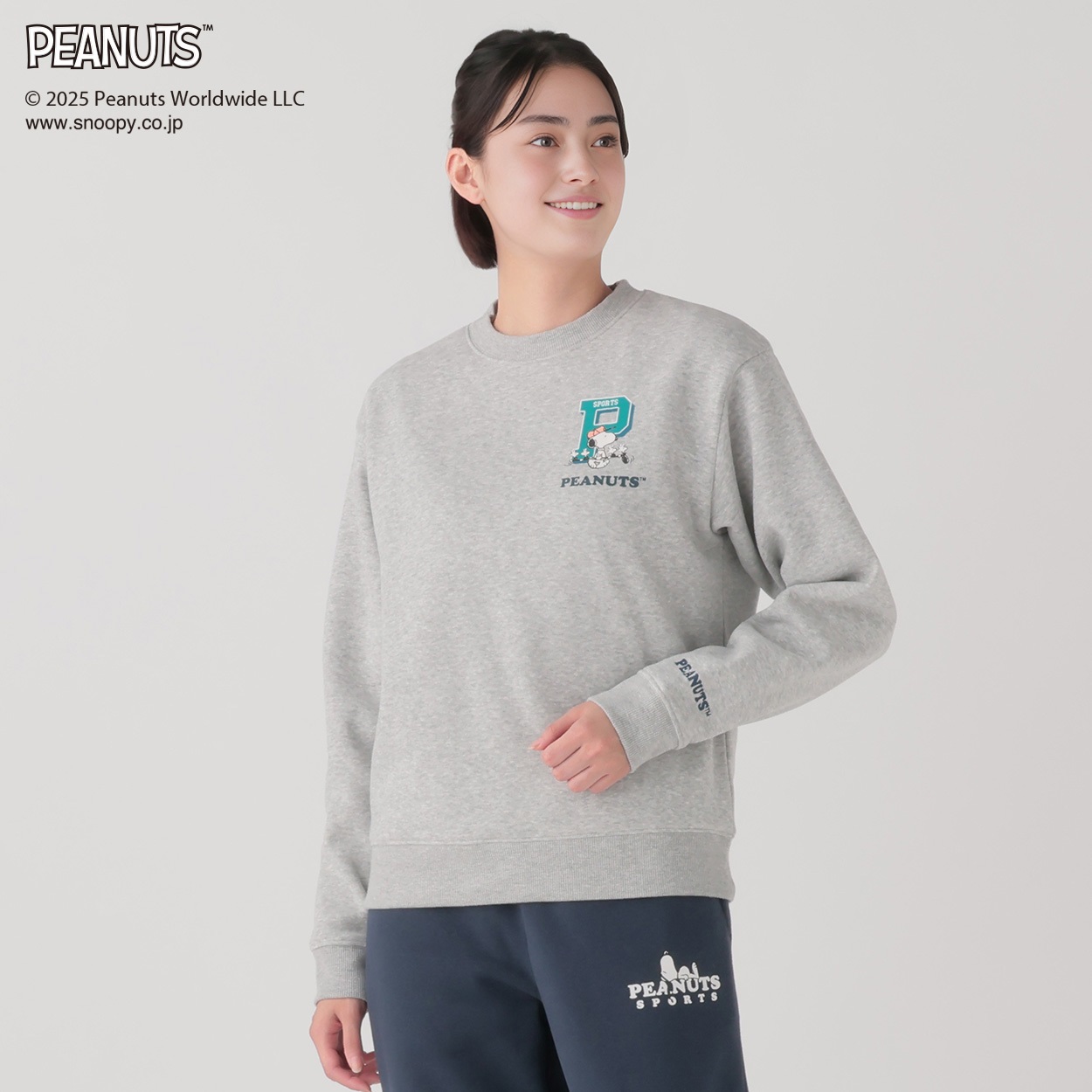 PEANUTS SPORTS 裏起毛クルーネックスウェット スヌーピー レディス