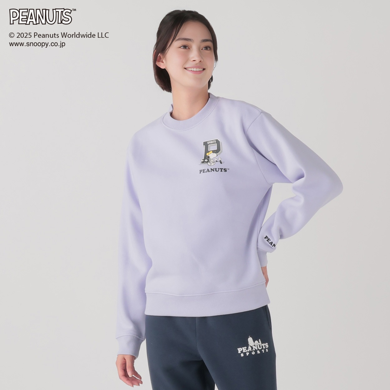 PEANUTS SPORTS 裏起毛クルーネックスウェット スヌーピー レディス