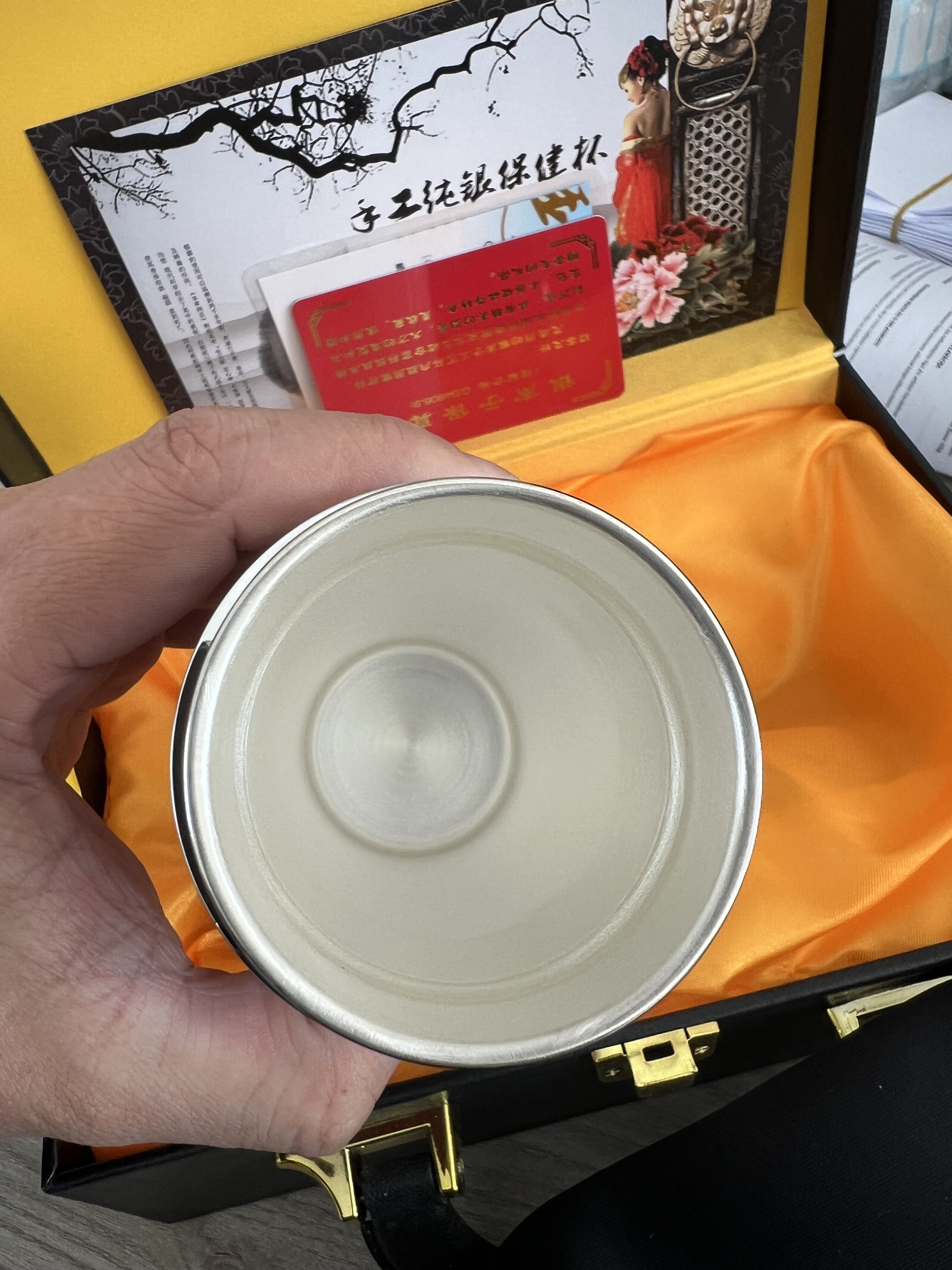 999純銀保溫杯北歐風格銀杯子足銀內膽保溫杯大容量茶杯