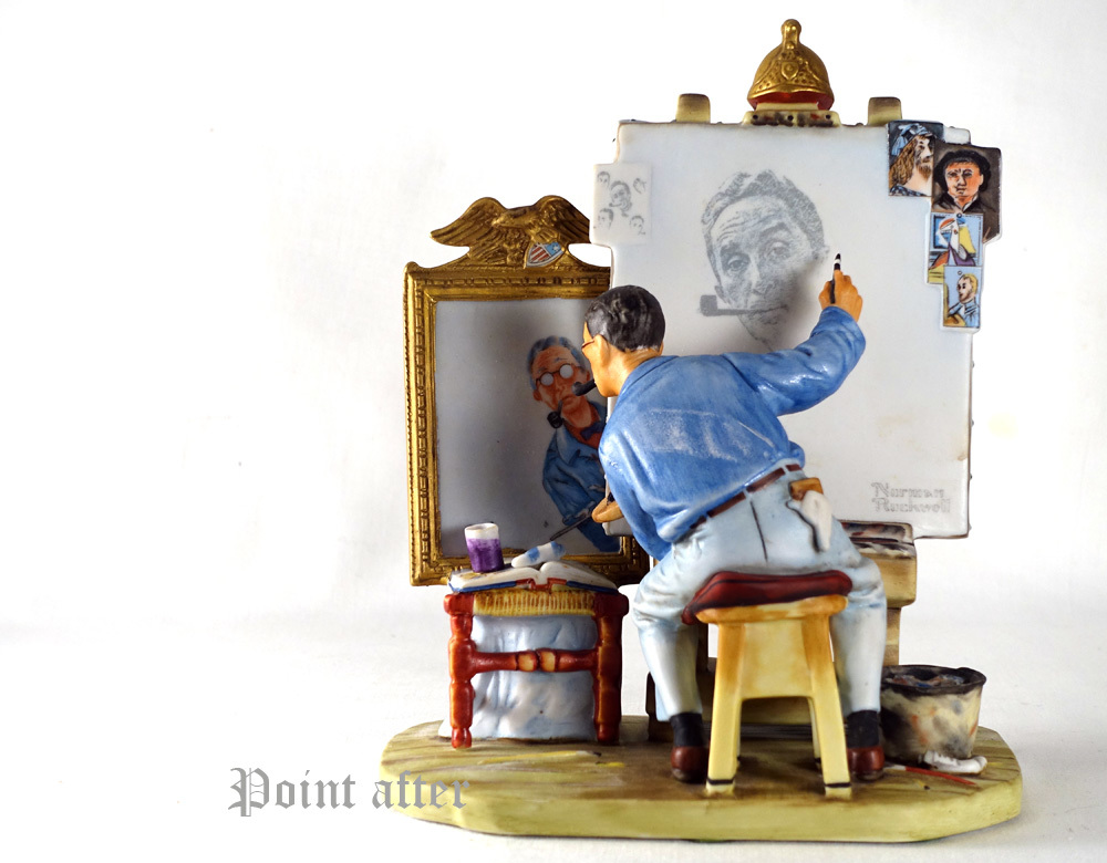 ノーマンロックウェル 陶器人形 トリプル セルフポートレート Triple