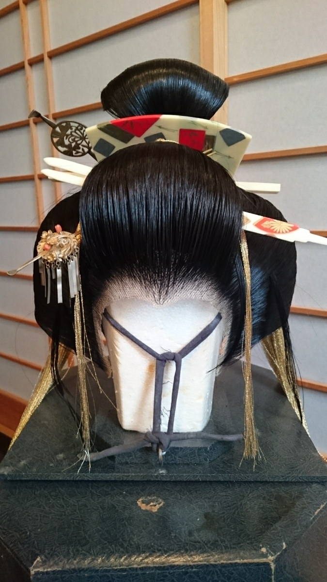 武蔵、信長、岡守かつら(網無しタイプ)大サイズ、中古舞踊かつら、大衆