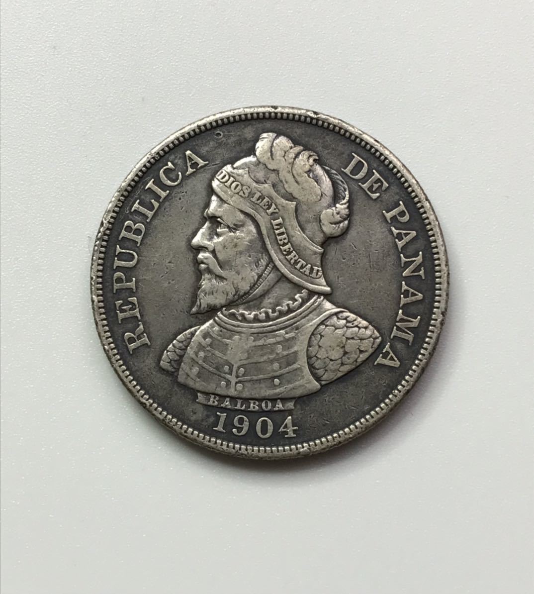 ○パナマ銀貨 1904年バルボア軍服胸像50センテシモ/古銭/アンティーク