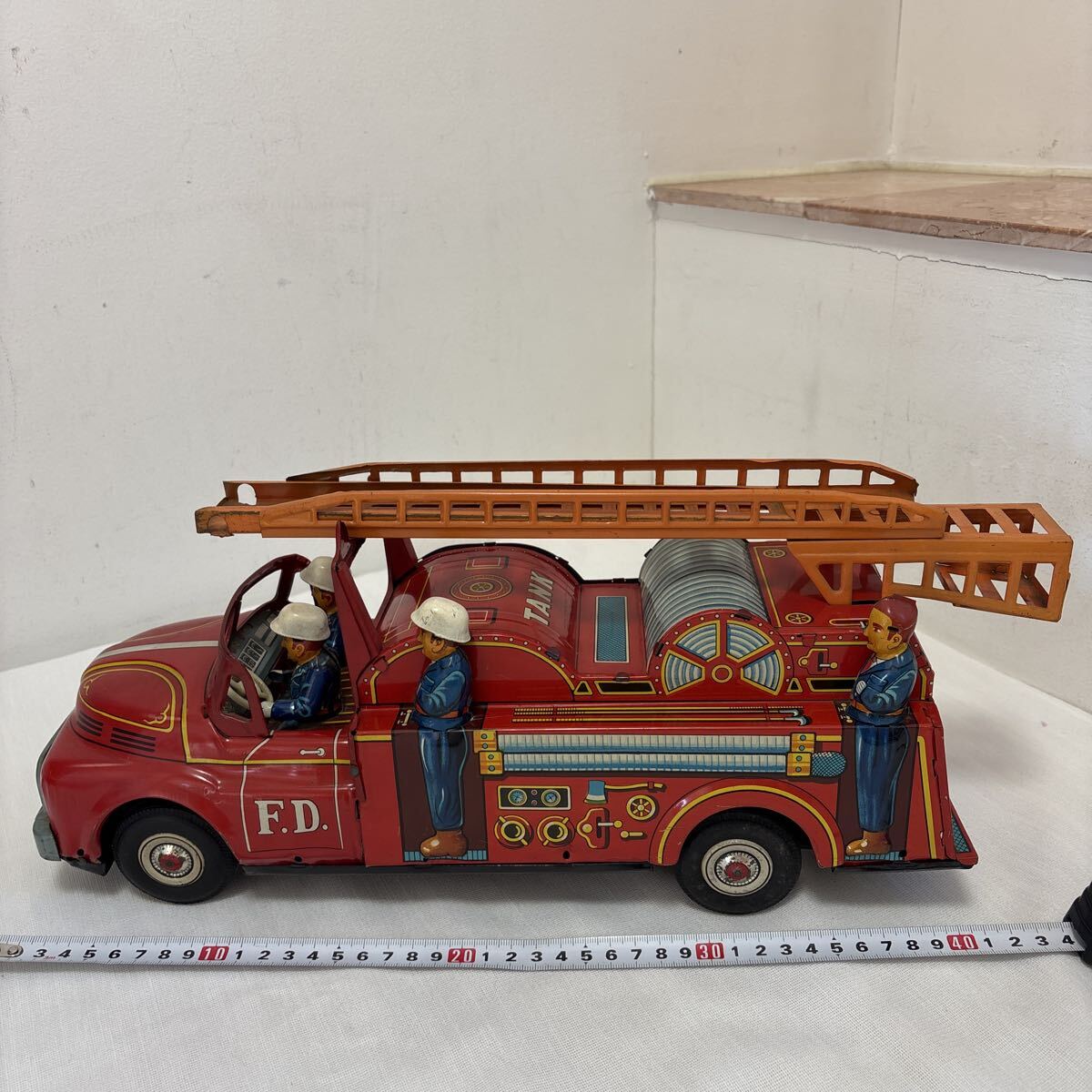 中古】箱無し ジャンク ヨネザワ 米澤玩具 ブリキ 消防車 はしご車の