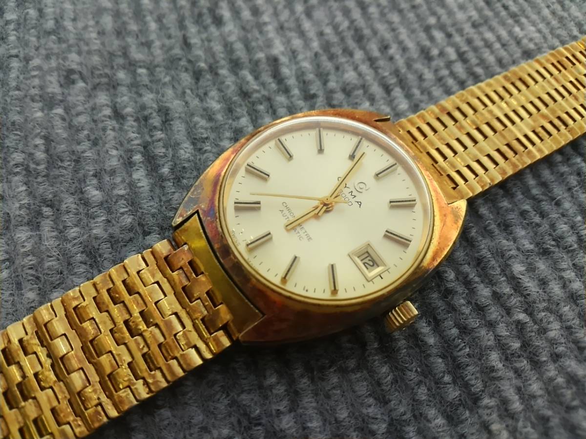 70年代アンティーク SWISS MADE CYMA NAVYSTAR GOLD シーマ36000