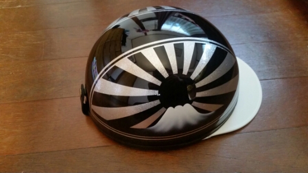 黒銀 ラップ塗装 富士日章 コルク半 ヘルメット 三段シート BEET カバー