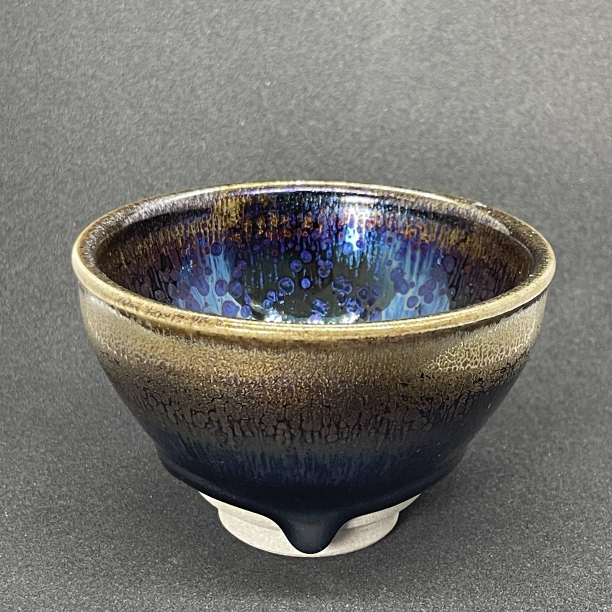 宋時代 建窯 窯変 曜変天目 輪花建盞 天目茶碗 箱付