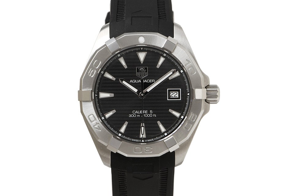 アクアレーサー SS ラバー 黒文字盤 メンズ 自動巻き WAY2110.FT8021