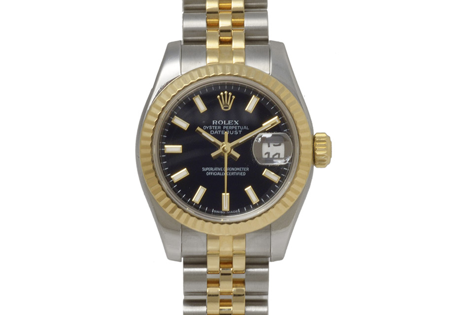 デイトジャスト コンビ SS/YG 179173 黒文字盤 レディース 自動巻き