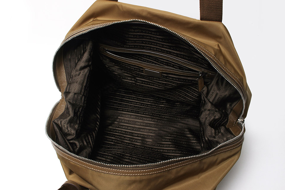 ボストンバッグ ナイロン/レザー ブラウン