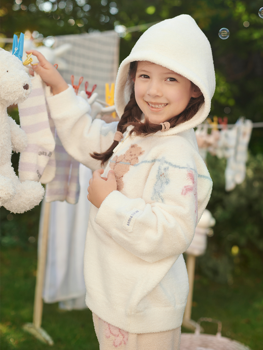 KIDS】エアリーモコウォッシングアニマルジャガードパーカ(パーカ