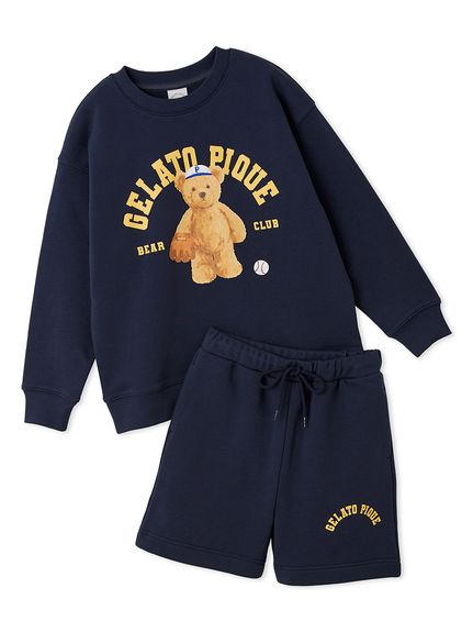 JUNIOR】スポーティーベア裏毛プルオーバー＆裏毛ショートパンツセット