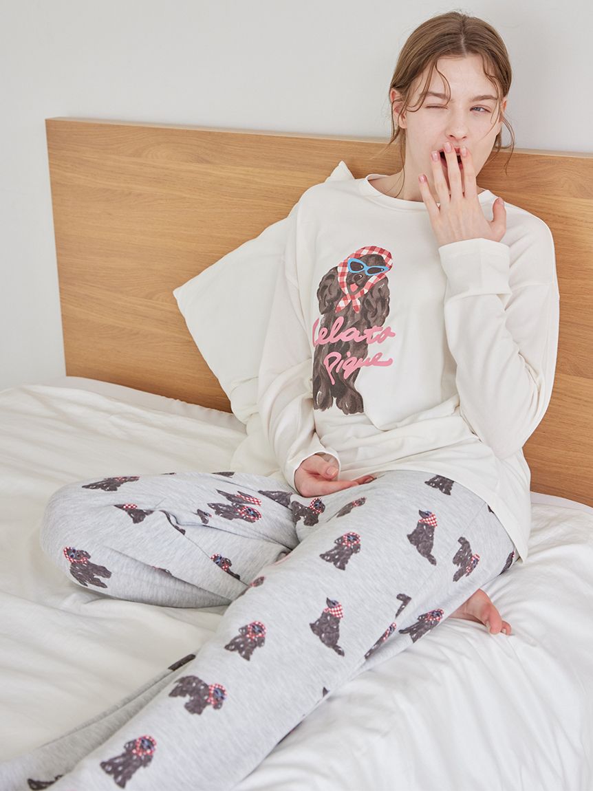 スカーフDOG柄ロングパンツ(ロングパンツ)｜ルームウェア・パジャマ