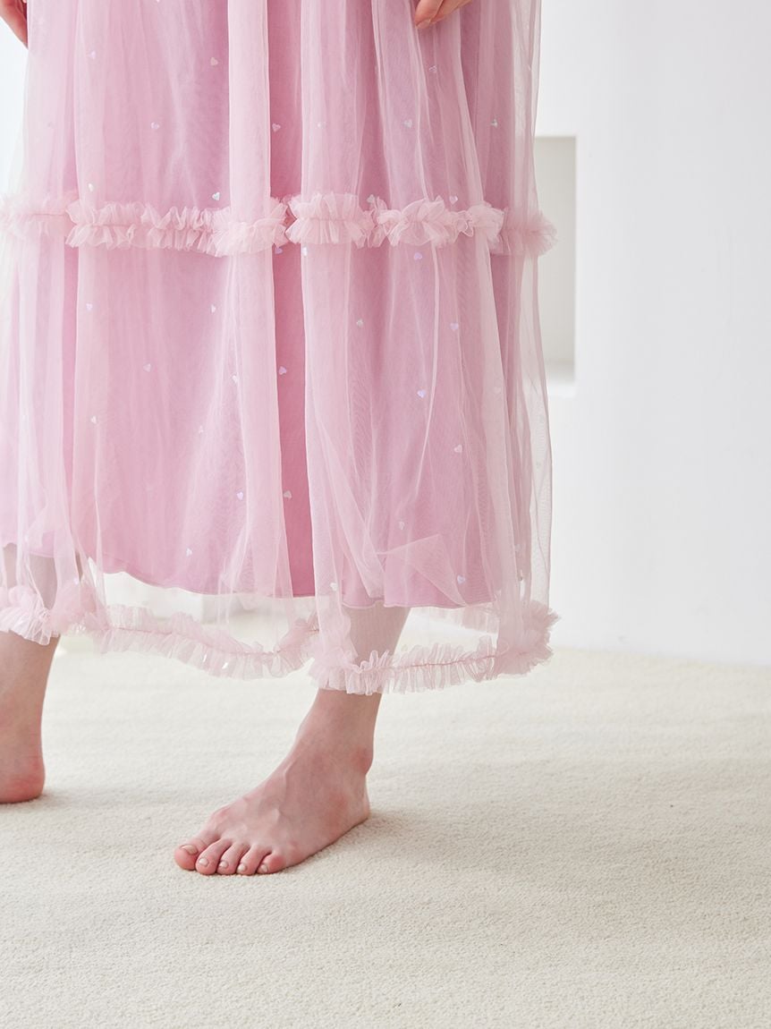 ハート柄チュールカップインワンピース(ワンピース)｜ルームウェア