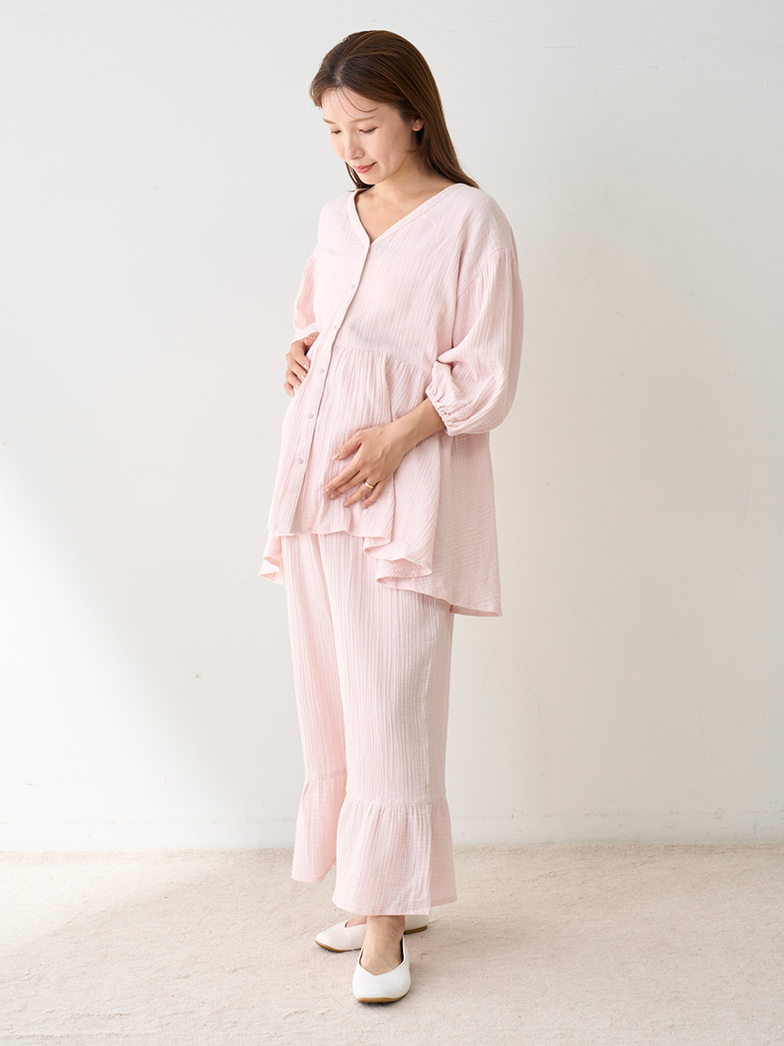 マタニティガーゼプルオーバー(シャツ)｜ルームウェア・パジャマ通販の