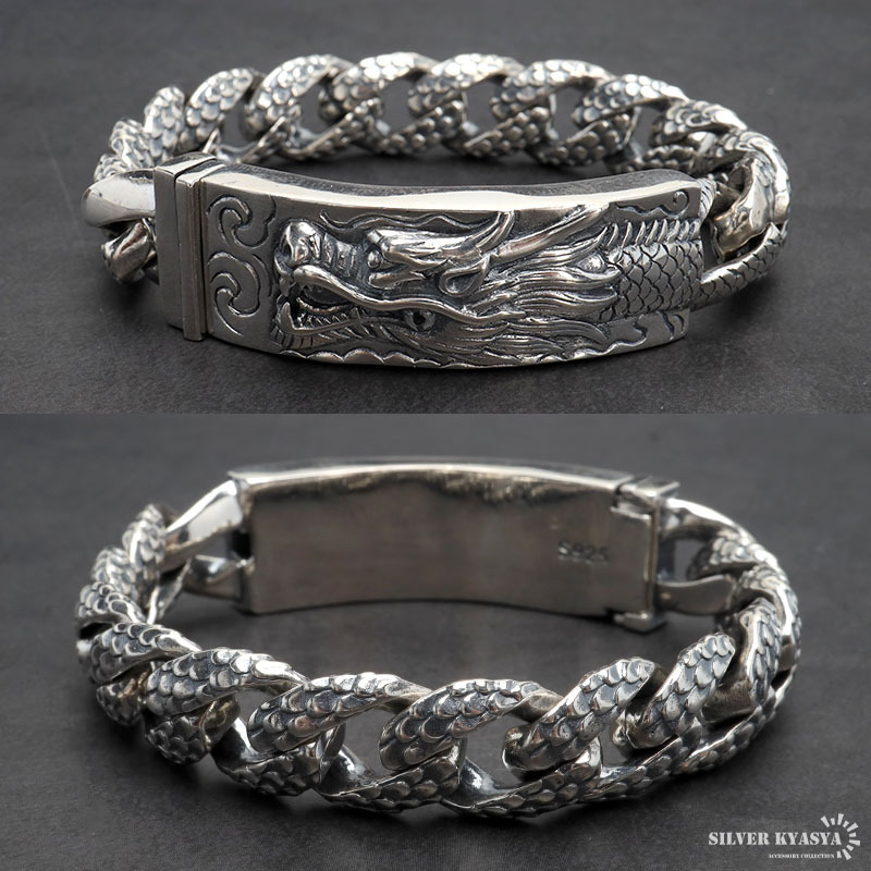 シルバー925 ドラゴンブレスレット バックル 龍の鱗 龍ブレスレット 竜
