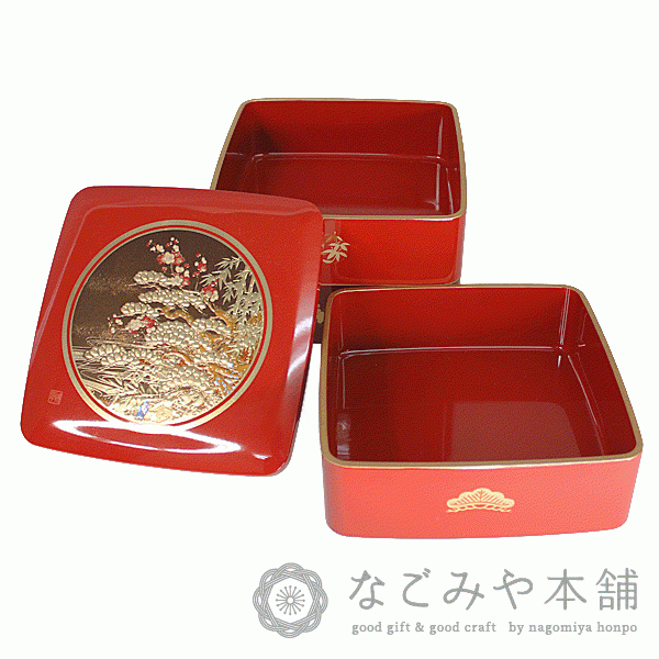 送料無料】 山中漆器 松竹梅 6.0都三段重(R）なごみや本舗（漆器 蒔絵