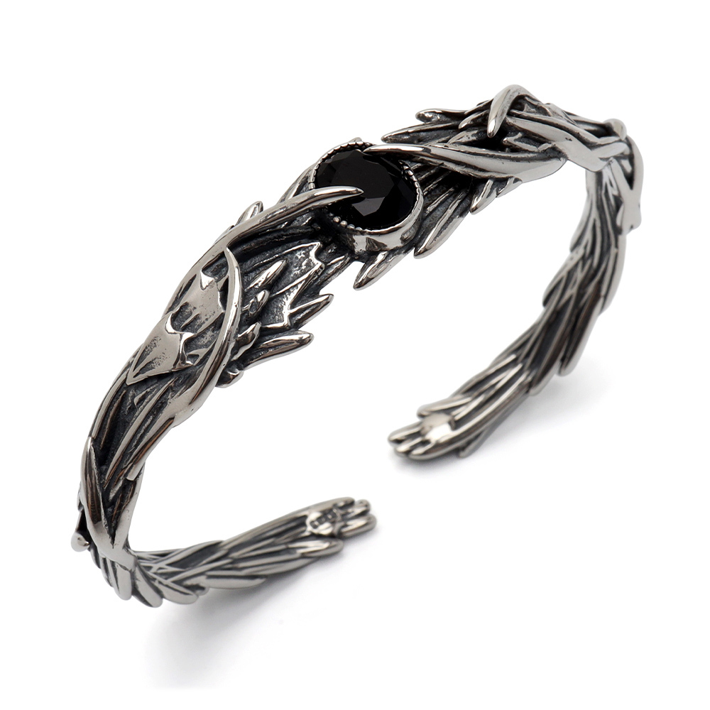 シルバー925 オニキスバングル メンズ 腕輪 一粒 シルバーバングル 銀