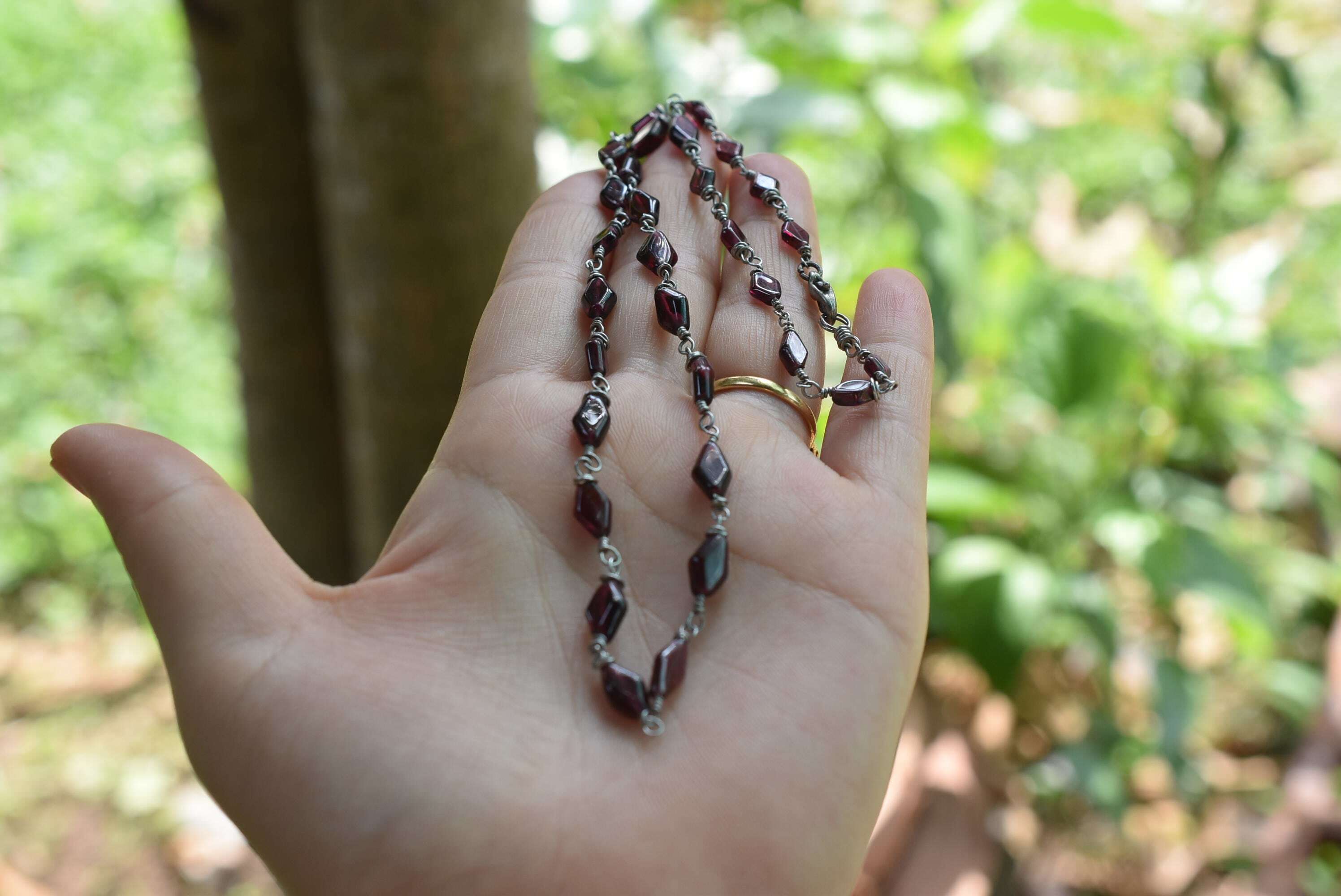 ガーネット☆ワイヤービーズネックレスbn012 - 【Funky garuda