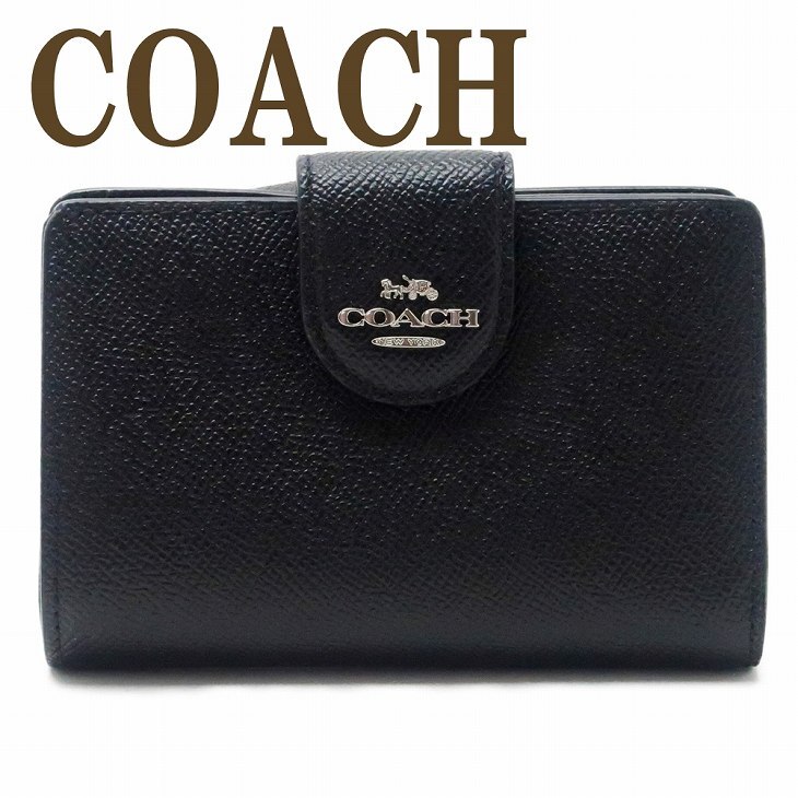 コーチ COACH 財布 二つ折り財布 レディース ロゴ ブラック 黒