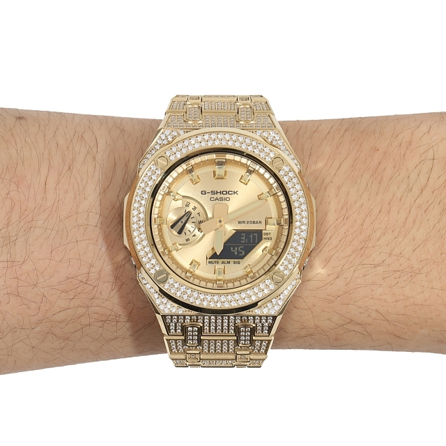 G-SHOCK GA2100gb GARISH ゴールド メタル 全面CZジルコニアカスタム