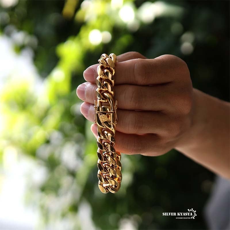 316L ゴールド チェーンブレスレット 18k gp 18金 ブレスレット 喜平