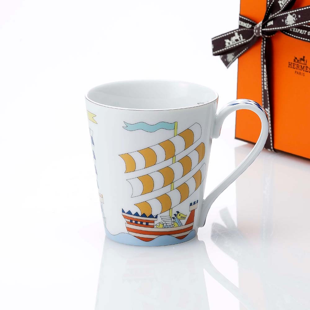 HERMES エルメス マグ バトー柄 エポペ No1 250ml 名入れ彫刻代込み