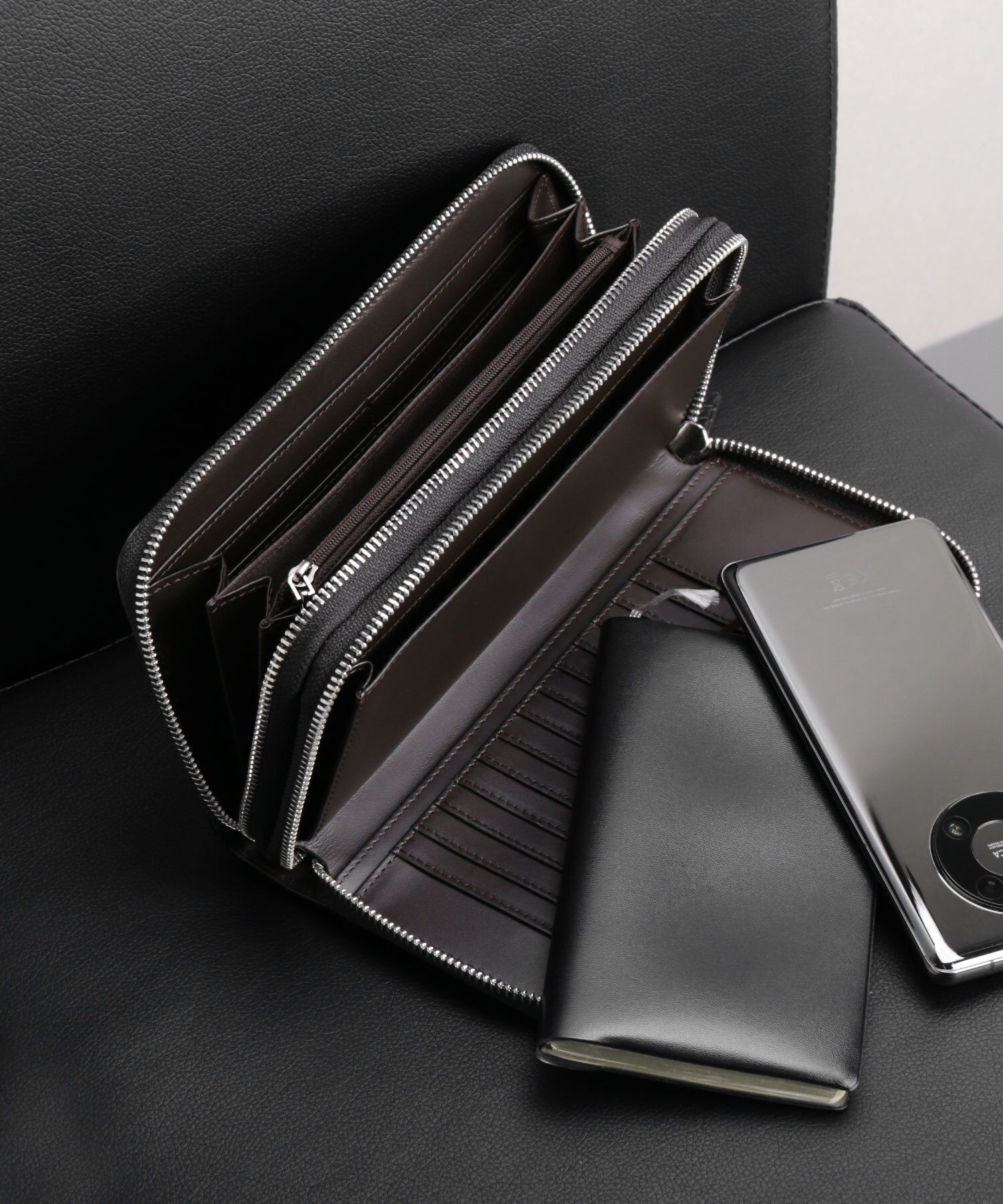 クロコダイル オーガナイザー クラッチバッグ ダブルファスナー マット