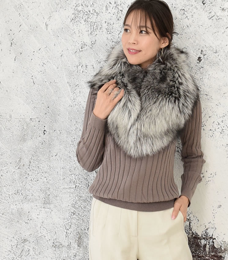 ラッピング無料】ファー マフラー SAGA日本製シルバーフォックスLarge