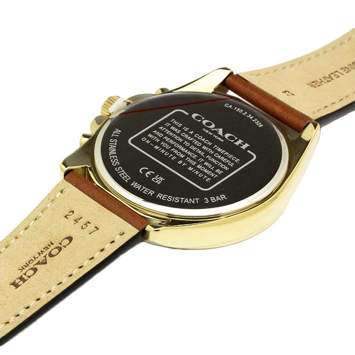 COACH コーチ 腕時計 メンズ クロノグラフ 革ベルト レザー 43mm 男性