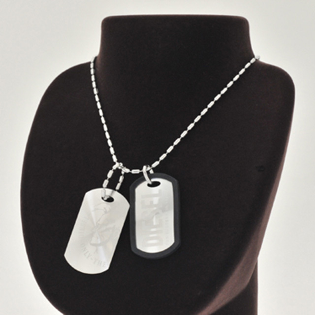 ディーゼル DIESEL ネックレス ダブルプレート メンズ シルバー