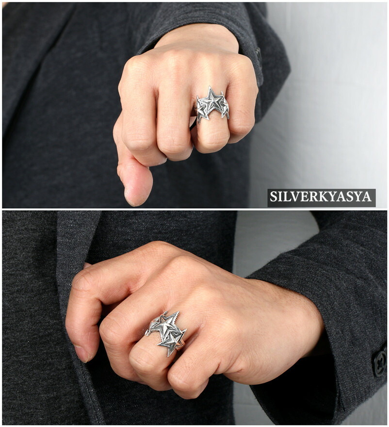 シルバー925 3スターリング 星 五芒星 リング レディース メンズ