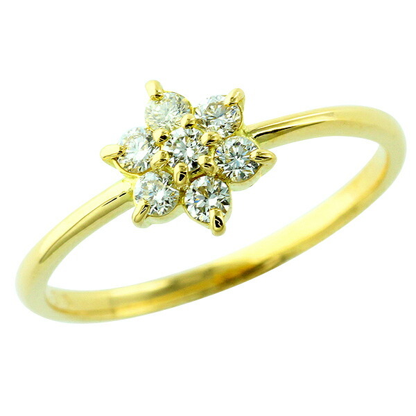 指輪 ダイヤモンド フラワーリング 18金 k18 18k イエローゴールド