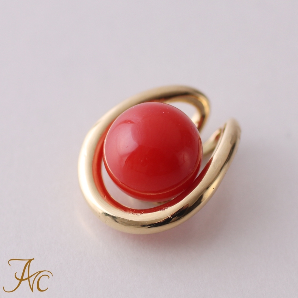 ≪送料無料&1年保証付き≫ 日本産血赤珊瑚のシンプル ペンダントトップ